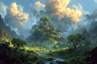 design detailed fantasy landscapes and environments