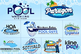 do pro swimming pool, pool cleaning, pool repair logo design