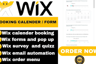 do wix booking calendar, form ,survey ,megamenu and automation