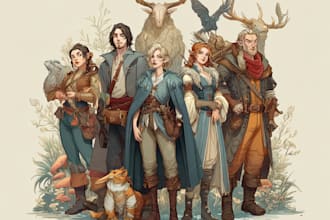 create a custom dnd party character illustrations