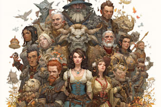 create a dnd party character, fantasy, illustration