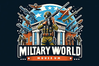 design outstanding military world museum logo with express delivery