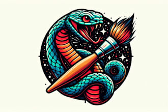 create amazing surreal snake brush logo with unlimited revisions