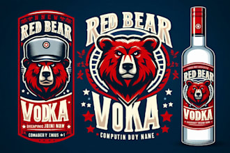 create a red bear vodka logo design in 12 hours