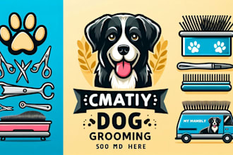 design creative mobile dog grooming logo with satisfaction guaranteed