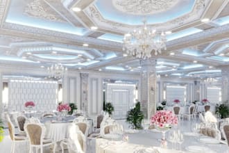 design 3d wedding decoration,wedding event hall, layout,conference hall render