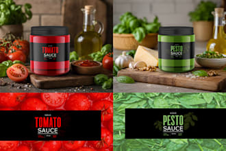 design premium food packaging with realistic glass jar mockups