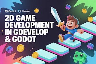 create or develop high quality 2d games in gdevelop or godot engine