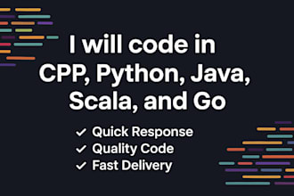 code in cpp, python, java, scala, and go language