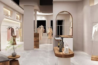 model luxury boutique interior design,retail shop,realistic render,furniture,cgi