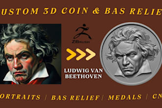 sculpt custom 3d bas relief coin portrait from your 2d image photo art for cnc