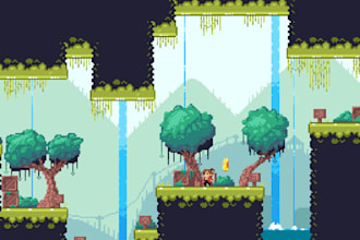 create 2d pixel game, 2d platformer game that is interactive to play