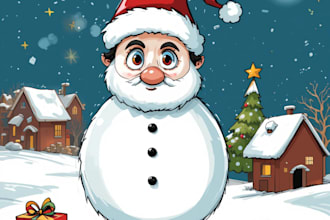 draw a family, office christmas, holiday card caricature