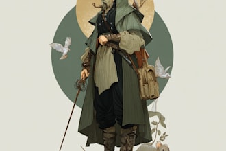 do dnd character art design illustration game art, dnd party