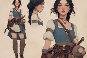 create an custom dnd party character illustration