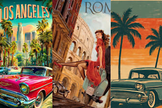 design vintage poster movie poster retro poster travel poster vintage art