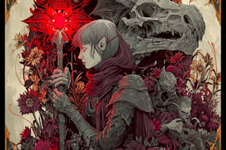 draw dark art illustration with engraving style