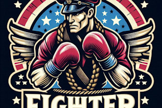 design high quality fighter mascot logo with t shirt design