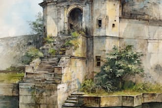 draw original watercolor landscape or architecture art