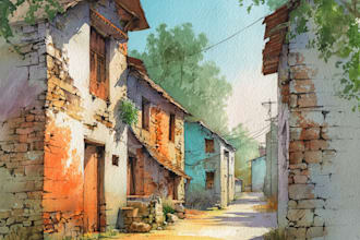 paint realistic landscape watercolor painting illustration