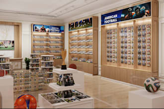3d interior design salon, bar, indoor sports, retails store, office, spa