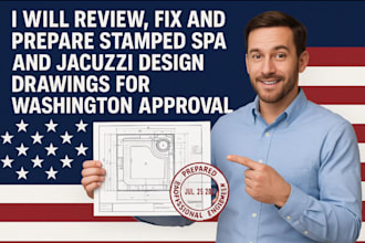 fix and prepare stamped spa and jacuzzi design drawings for washington approval