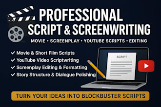 write movie script screenplay youtube video script edit screenplay comedy script