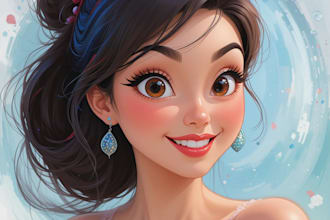 beautiful portrait in disney cartoon