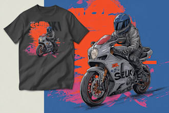 draw vector art cartoon t shirt from your motorcycle