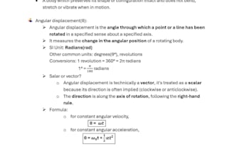 provide well organised physics notes rotational dynamics