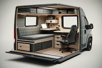 do realistic 3d interior motorhome with 3d rendering