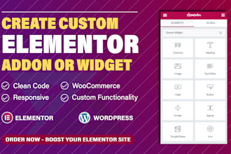create elementor addons or custom widgets for wordpress, woocommerce
