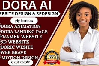 create design dora 3d website dora landing page framer website dora animation