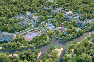 design landscape , large scale site , community lands in 2d 3d