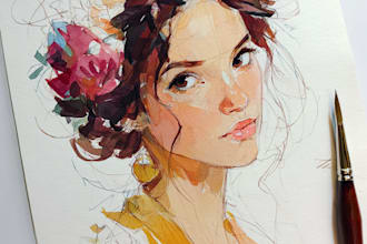 draw watercolor portrait illustration
