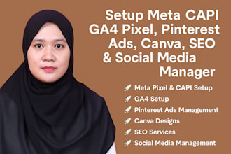 setup pinterest pins ads SEO, meta capi ga4 pixel tracking and social media