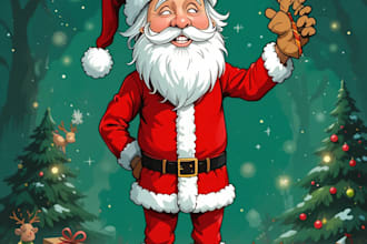 make christmas caricatures, winter holidays cartoons