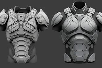 design 3d model custom wearable cyberpunk armor, helmet, and mask stl for print