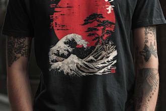 do japanese tshirt design or anime graphic custom t shirt