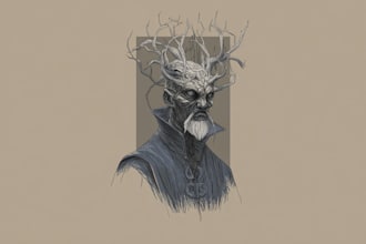make  black and white dark horror fantasy art
