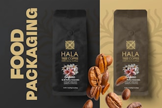 design coffee pouch packaging and custom food label