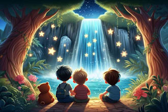 do children story book illustration, kids story book illustration