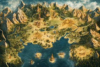 make a fantasy map illustration for map