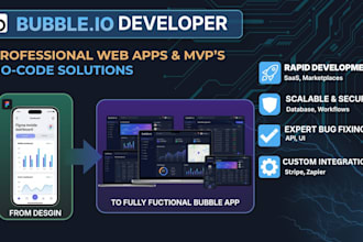 design and develop bubble io ai mvp and sass platform
