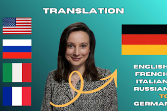 translate english, french, italian, russian into german