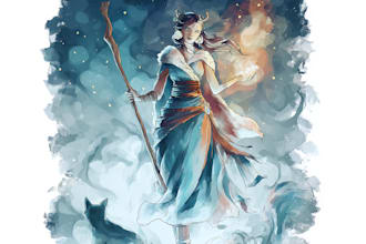 design an original character in digital watercolor