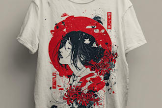 do japanese t shirt illustration and t shirt design