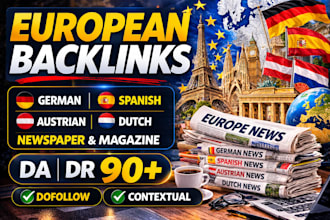 german, spanish, dutch, austrian backlinks high authority europe newspaper da90