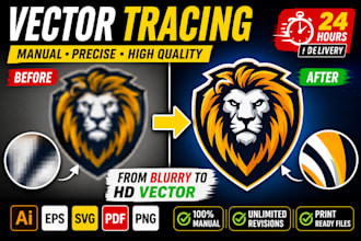 manually redraw, vector trace and recreate logo in ai eps svg