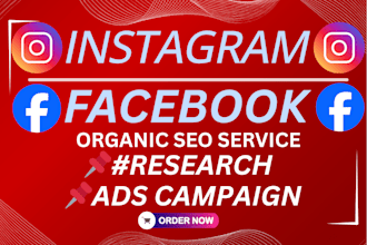 do facebook, instagram, organic marketing, SEO research, and an ad campaign